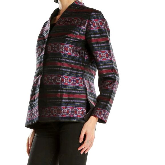 Talbots Vintage 100% Silk Asian Inspired Stunning Blazer Size 14 - Picture 7 of 12